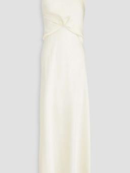 One-shoulder draped satin maxi dress