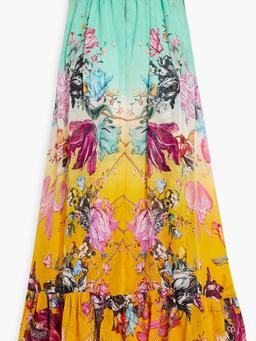 Crystal-embellished ruffled printed silk crepe de chine mini dress