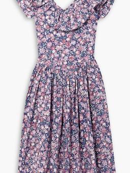 + Laura Ashley Ileang ruffled printed cotton-poplin midi dress