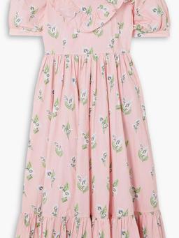 May ruffled floral-print cotton-poplin midi dress