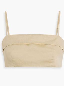 Cropped linen and Lyocell-blend top