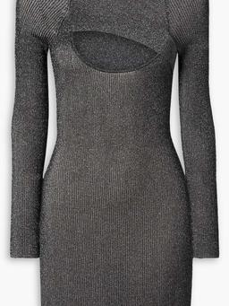 Carder cutout metallic ribbed-knit mini dress