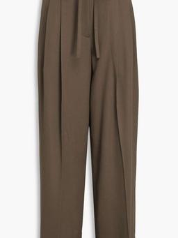 Pleated wool-twill wide-leg pants