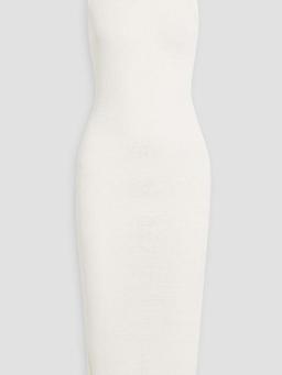 Ribbed linen-blend midi dress