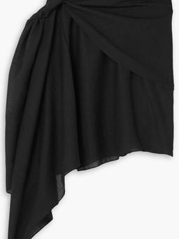Asymmetric draped wool-blend mini skirt
