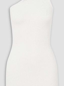 + Hailey Bieber one-shoulder ribbed cotton-blend mini dress