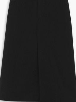 Asymmetric wool-twill midi skirt