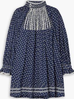 Beatrice crochet lace-trimmed floral-print cotton-poplin mini dress