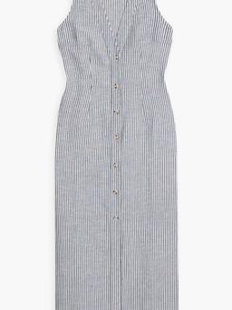 Striped linen and Lyocell-blend maxi dress