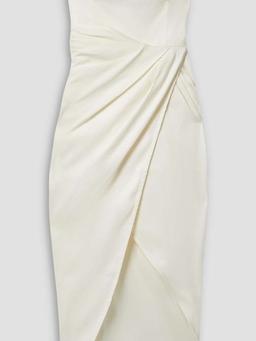 Lica strapless wrap-effect linen-blend midi dress