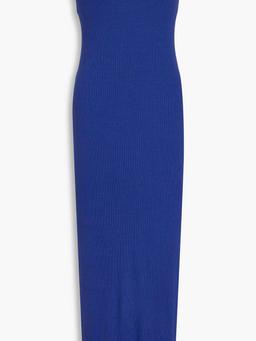 Strapless ribbed jersey midi dress