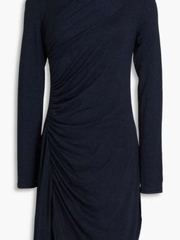 Ruched metallic jersey mini dress