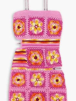 Cutout crocheted cotton mini dress