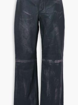 Tati distressed paneled leather straight-leg pants