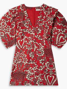 Millie ruffled floral-print cotton-poplin mini dress