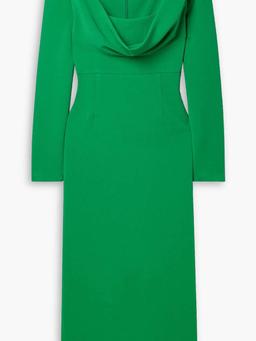 Draped stretch-cady midi dress