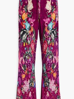 Printed silk crepe de chine wide-leg pants