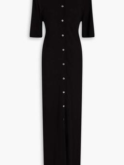 Open-back jersey maxi shirt dress