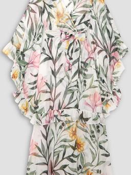 Jasmine belted ruffled floral-print crepon maxi dress