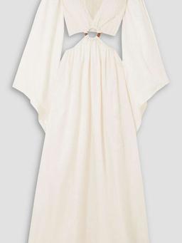 Amora embellished cutout cotton and silk-blend voile maxi dress