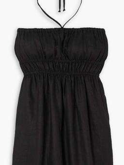 Ester smocked linen halterneck mini dress