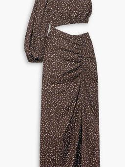 One-sleeve cutout floral-print ECOVERO and silk-blend maxi dress
