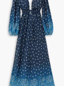 Emery open-back printed silk-habotai maxi dress