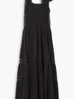 Addy crochet-trimmed cotton-gauze midi dress