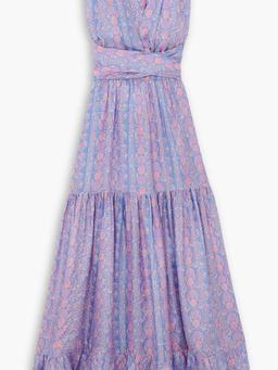 Charlee printed silk-habotai halterneck maxi dress