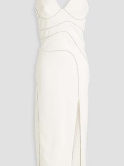 Crystal-embellished crepe midi dress