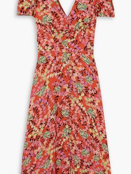 Margot button-embellished printed crepe de chine midi dress