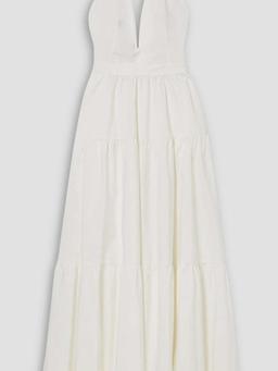 Colette tiered cotton-poplin halterneck maxi dress