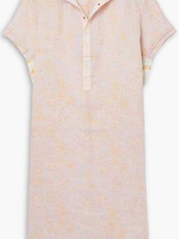 Nehru paneled printed linen-voile midi dress