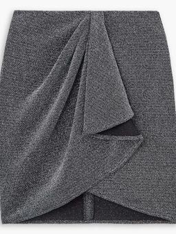 Draped metallic stretch-jersey mini skirt