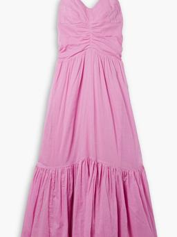 Giana ruched tiered cotton-voile maxi dress