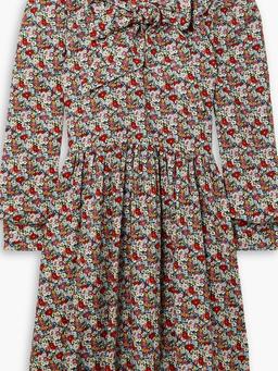 Martha pussy-bow floral-print cotton-corduroy mini dress