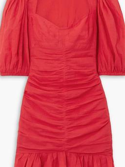 Lunesa ruched cotton-voile mini dress