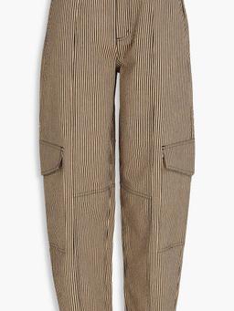 Striped cotton-blend cargo pants