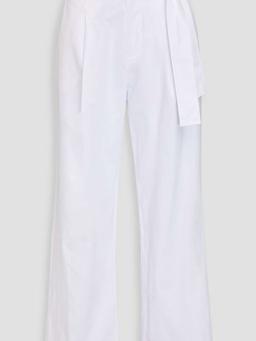 Pleated cotton-poplin wide-leg pants