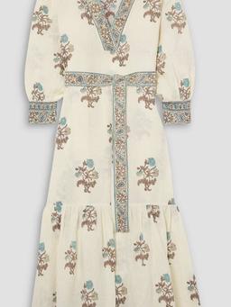 Kiya belted floral-print linen maxi dress
