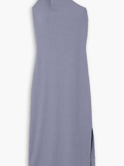 Okra one-shoulder ribbed stretch-cotton midi dress