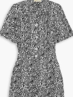 Zebra-print silk-blend georgette playsuit