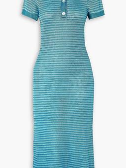 Striped crochet-knit midi dress