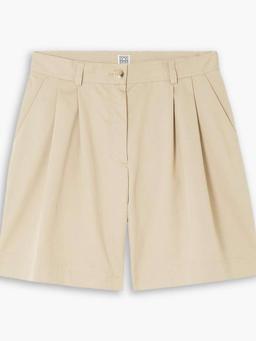 Pleated  cotton-twill shorts