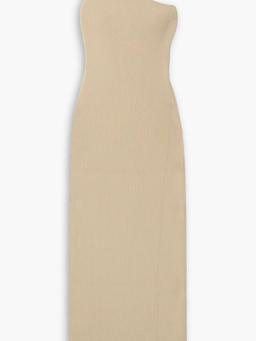 One-shoulder ribbed-knit maxi dress