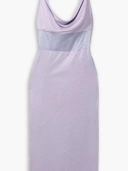 Harmony organza-trimmed embellished stretch-jersey midi dress