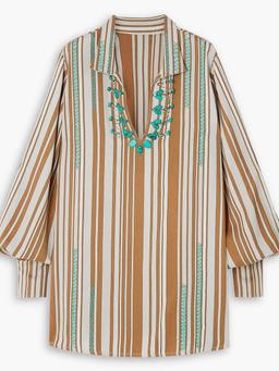 Golnar embellished striped woven mini dress