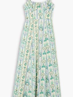 Azzurra Mughal cutout pleated printed cotton-blend voile maxi dress