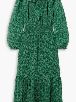 Francesca pussy-bow printed georgette midi dress