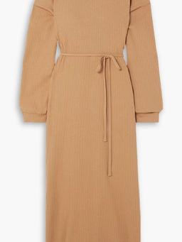 Shaw ribbed cotton wrap midi dress